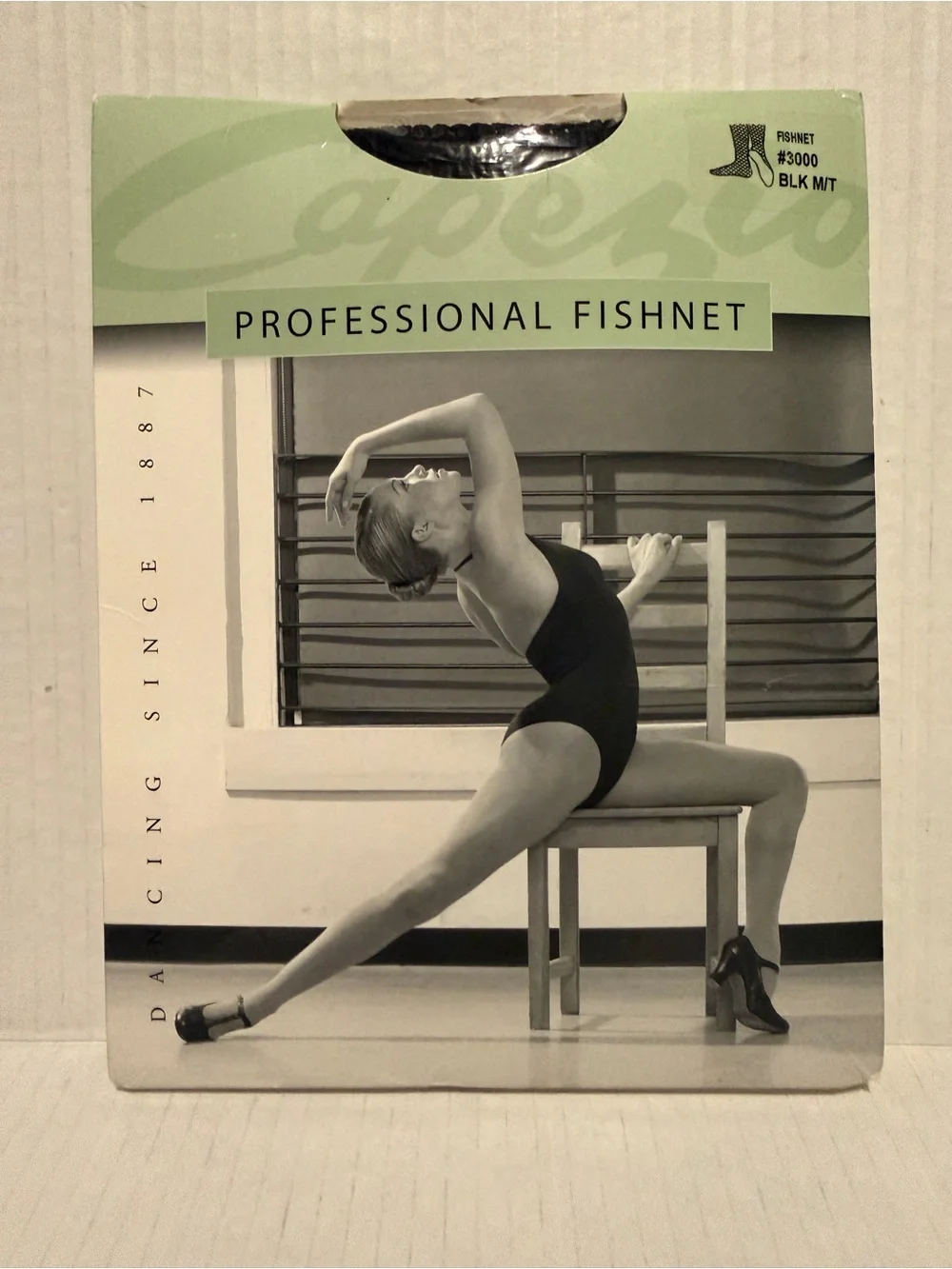 Capezio Professional Fishnet Tights Black Style 3000 Size M/T New Dance Tights